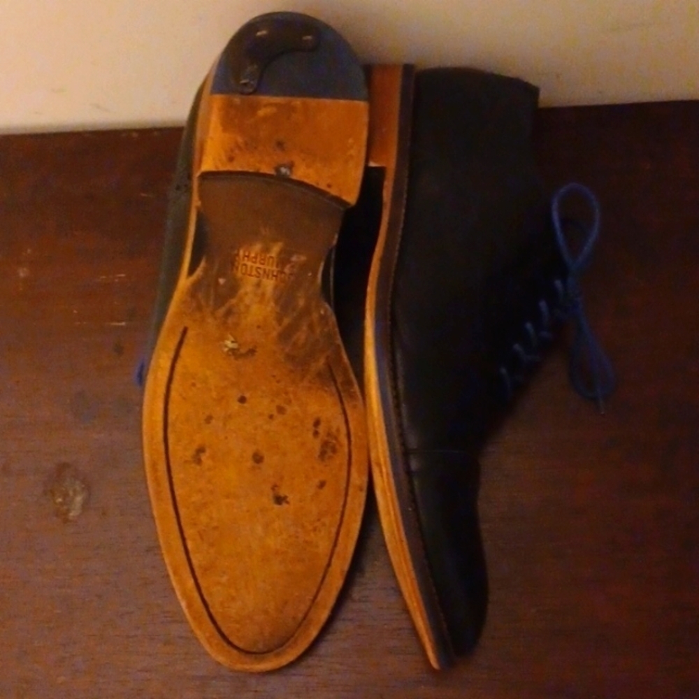 JOHNSTON & MURPHY Dark Blue Leather Wingtip Shoes, 11 - Picture 7 of 7